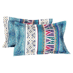 Double Bedsheet With 2 Pillow Covers - Queen Size 88 X 98 Inches, Blue & White | Perfect For Home Decor & Gifting | 4 Pcs Bedding Set