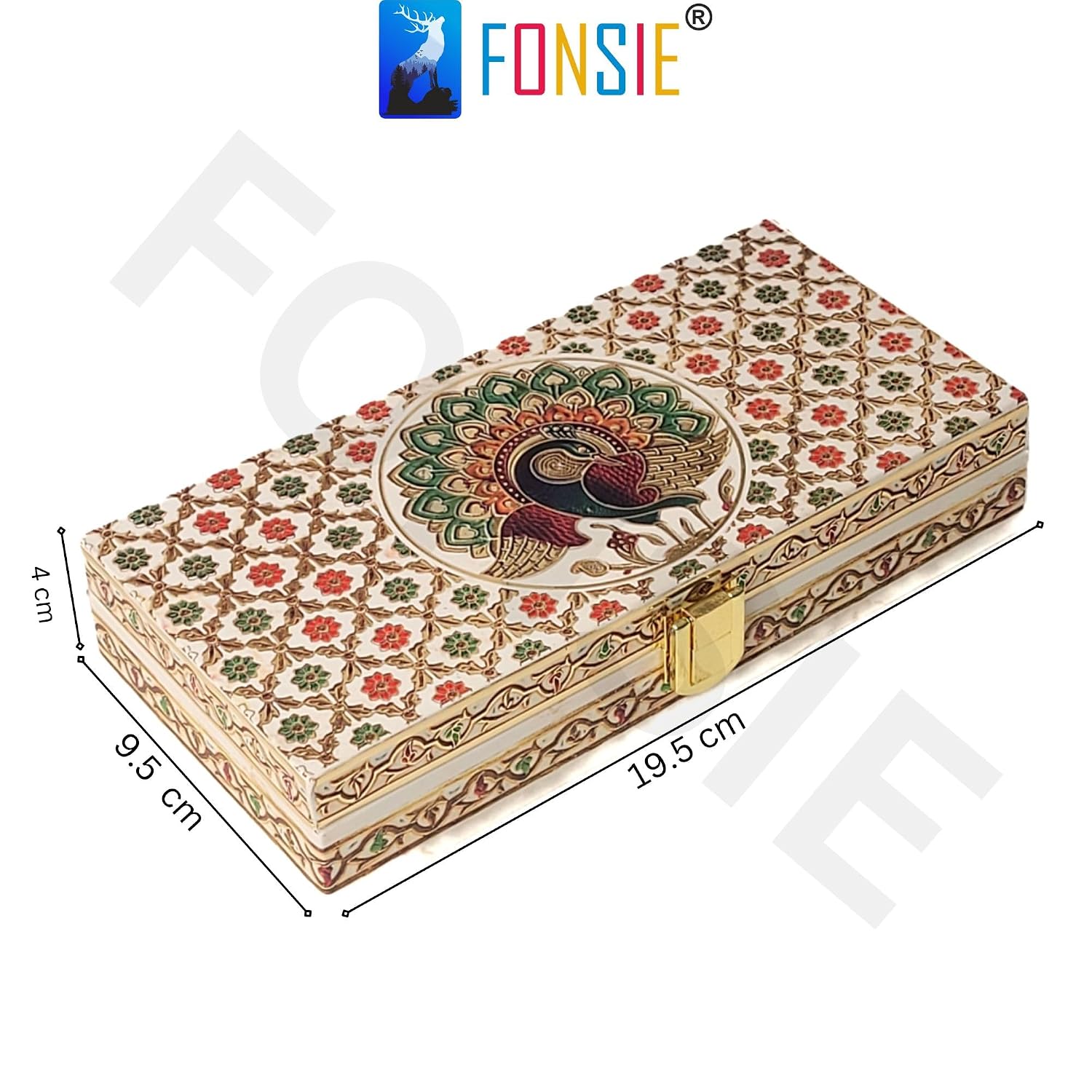 Fancy Shagun Cash Box Or Gaddi Box For Gifting Money On Wedding, New Born Baby, Ring Ceremony Pattern1pc, Material - Wood, Colour - Peacock Pattern