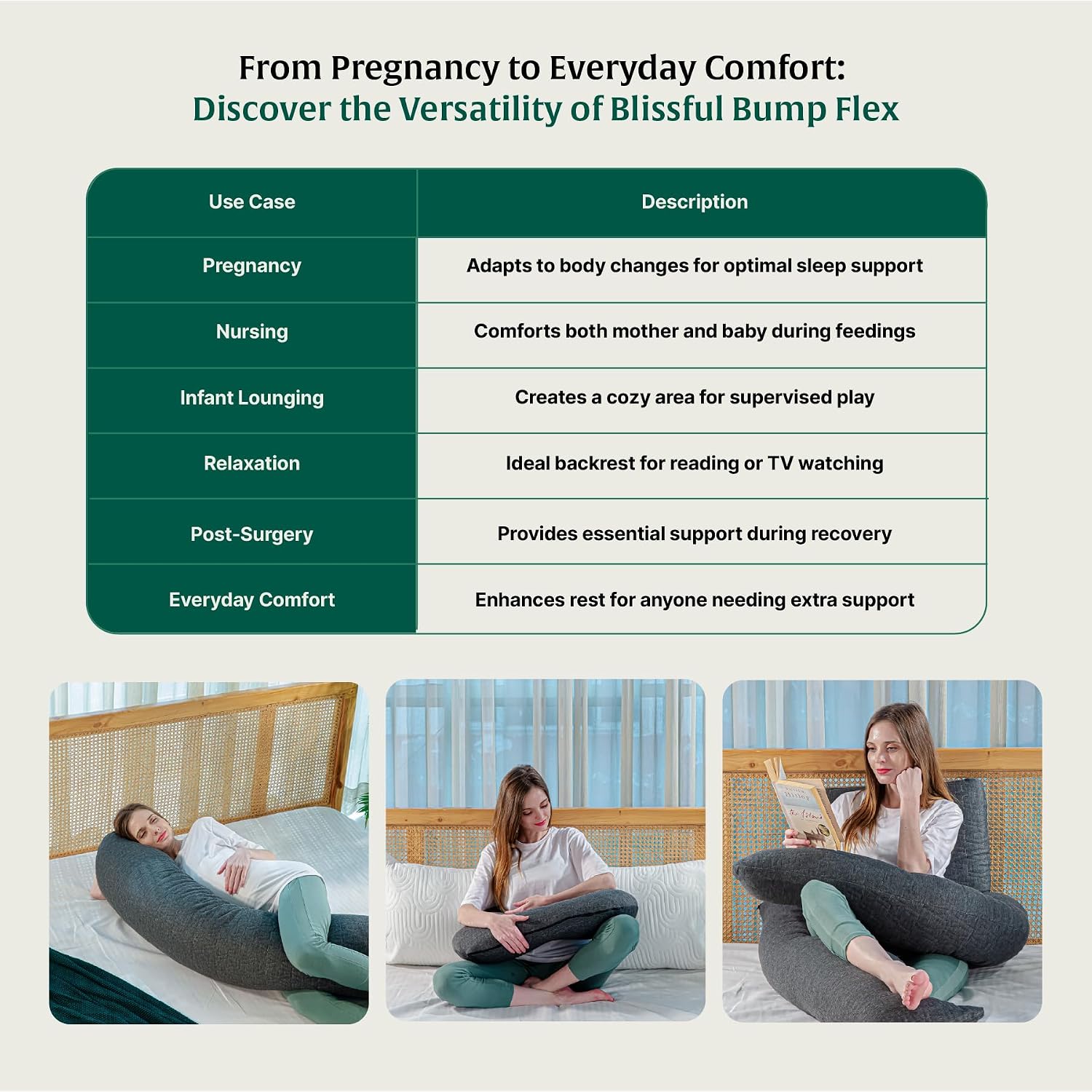 Pregnancy Pillow For Pregnant Women, Maternity Pillow For Pregnancy Sleeping - 60 L X 9 W Inch | J Shape Pillow, Gift -Long Pillow | Side Pillow, Body Pillow, Shredded Memory Foam Pillow