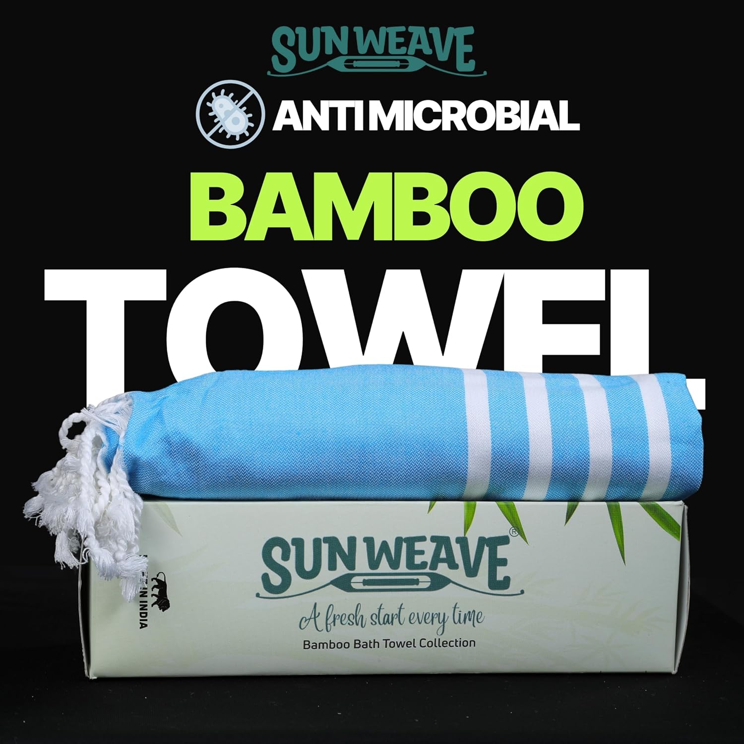 Sun Weave Bamboo Bathing Towels Full Size 240 Gsm | Light Weight Quick Absorbent Quick Dry Hair Dryer Towel For Men & Women | Thin Bath Towels