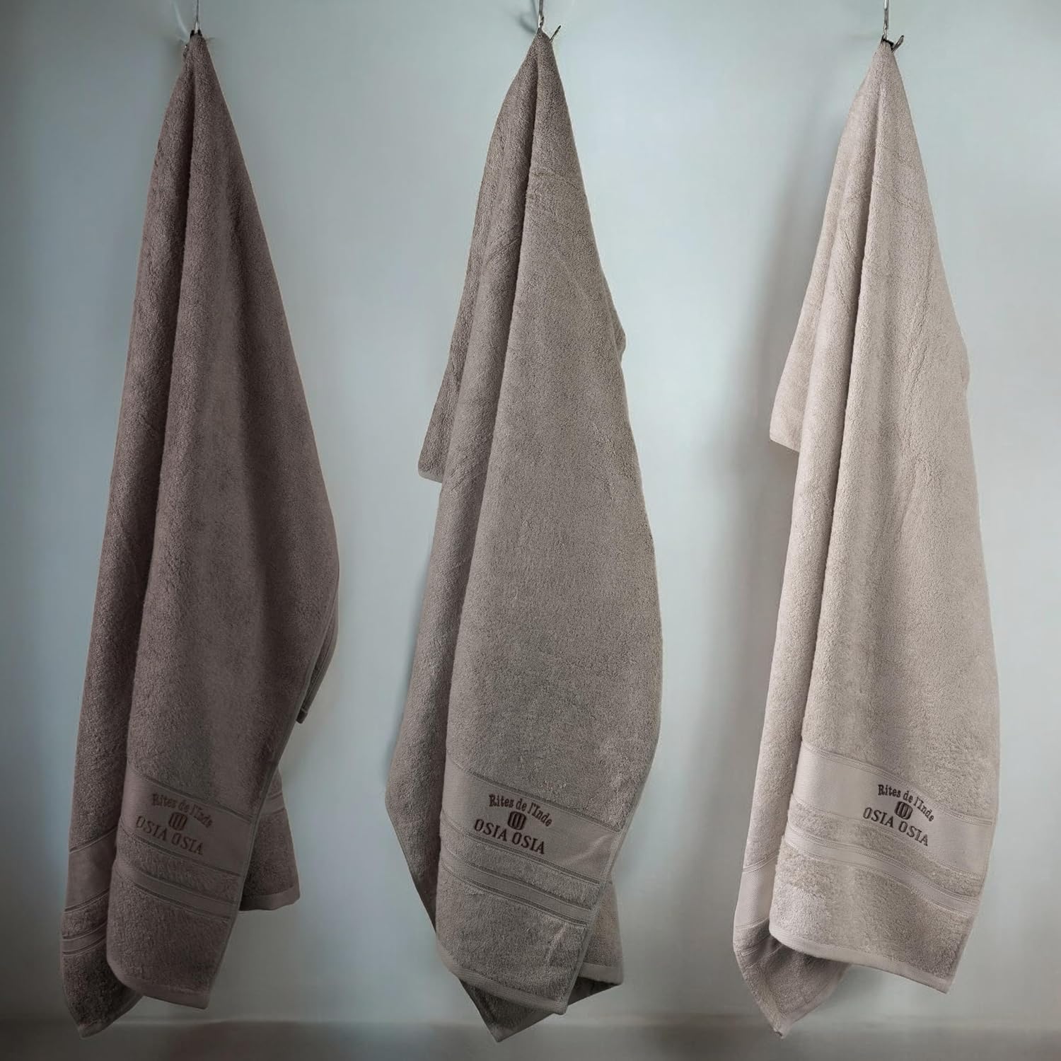 Osia Osia Bamboo Silk Bath Towels 1800 Gsm | Extra Soft Plush & Quick Dry High Absorbency With Large Size Towels (Grey, Beige & Brown) - 3 Pcs