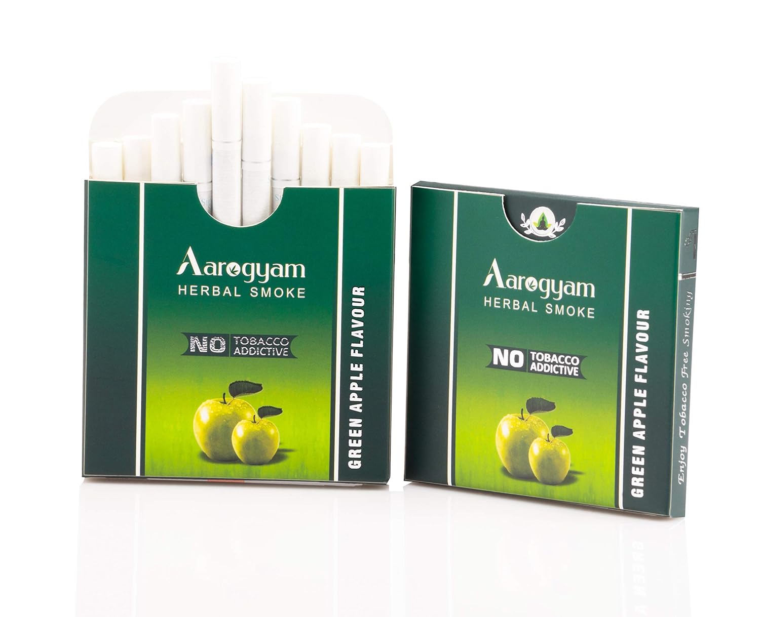 Aarogyam Herbals 100% Tobacco & Nicotine Free Flavoured Cigarette - 10 Sticks In Each Packet Green Apple Flavour, 2 Packets