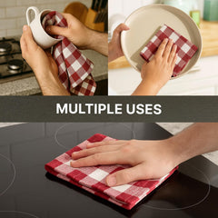 Am Safe Xam Safe X 100% Cotton Kitchen Towels 200 Gsm | Dish Cloths, Table & Fridge Cleaning, Roti Napkins -Pack Of 3 (Maroon & White)