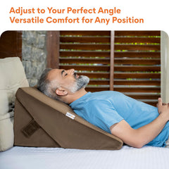 Memory Foam Bed Wedge Pillow For Sleeping, Wedge Pillow, Brown - Standard Size - 22 X 22 X 12 Inch | Wedge Pillow For Back Support, Acid Reflux, Snoring, Pregnancy, Adjustable Pillow