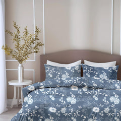 100% Pure Cotton Bedsheet For Double Bed With 2 Pillow Covers - 88 X 90 Inches, Indigo Blue | Soft & Breathable Fabric | Comfortable For Daily Use