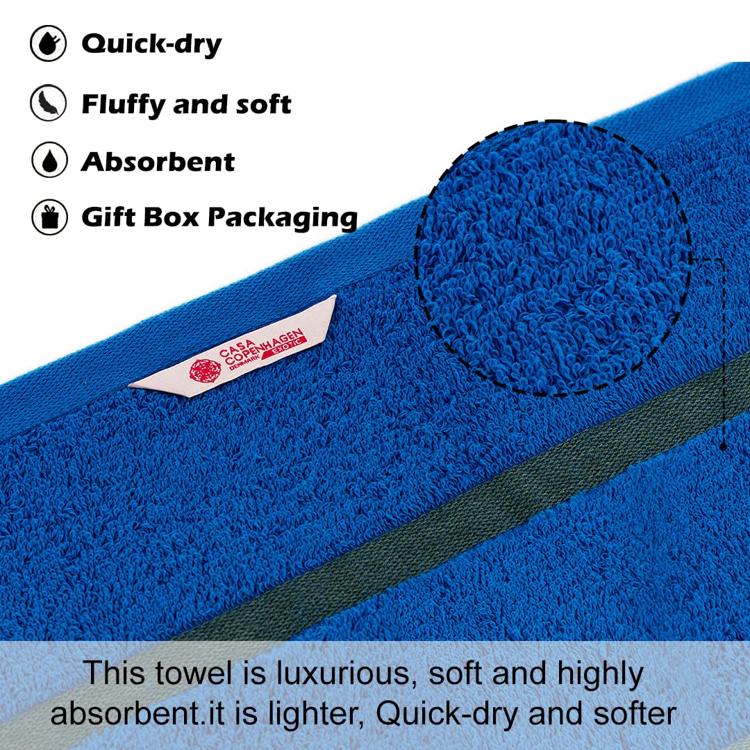 Casa Copenhagen Egyptian Cotton Exotic Hand Towel 400 Gsm (Ex Electric Blue)- 2 Pcs