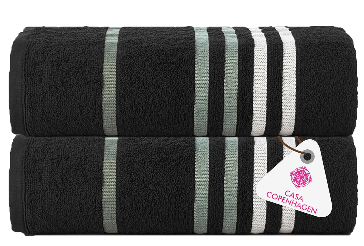Casa Copenhagen Egyptian Cotton Exotic Hand Towel 400 Gsm (Z Black)- 2 Pcs