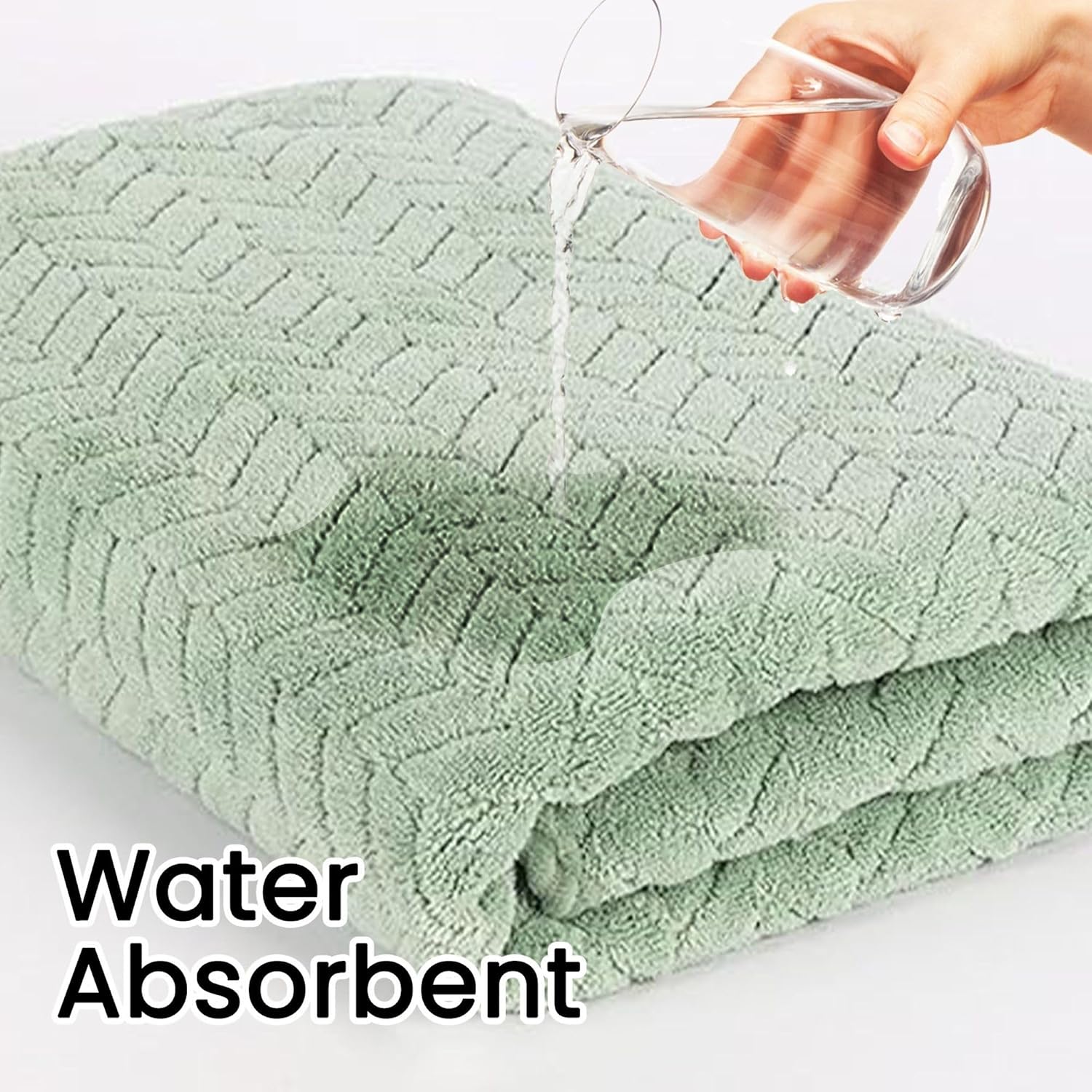 Maxoshine Microfiber Bath Towels 310gsm Large Size-Super Soft Coral Fleece Bathing Towel With Hook Quick Dry Super Absorbent-Bath Towel For Men & Women (Green)