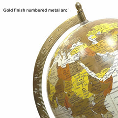 Rotating Globe With Gold Metal Arc & Sturdy Metal Base, Learning With This Antique-Style Globe, For Students, Pack Of 1