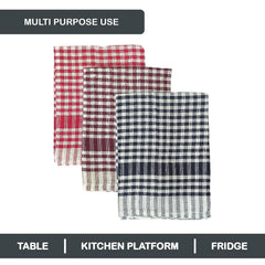 Pixel Home Decor Economy Range Multipurpose Checkered Cleaning Kitchen Cloth 300 Gsm | Napkin, Table Wipe (Pack Of 9)