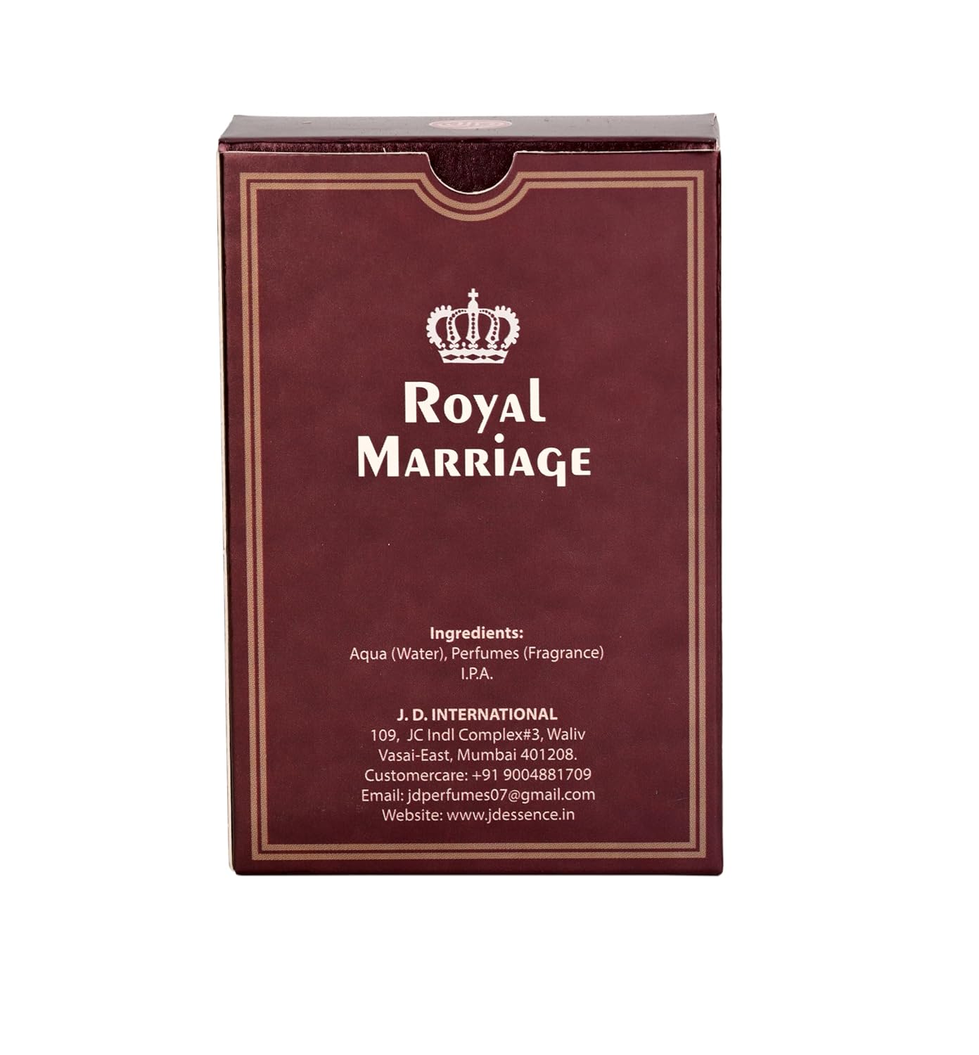 JD International Royal Marriage Apparel Unisex Perfume With Long Lasting Fragrance - 30ml, 1.02 Fl.oz.  | Captivating Fragrance For Lasting Elegance And Timeless Appeal | Ideal For Both Men And Women