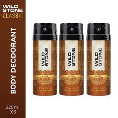 Wild Stone Classic Musk Deodorant Body Spray Pack Of 3 For Men 675ml 22.8 Fl.oz. | Perfect Gifr Set | Long Lasting