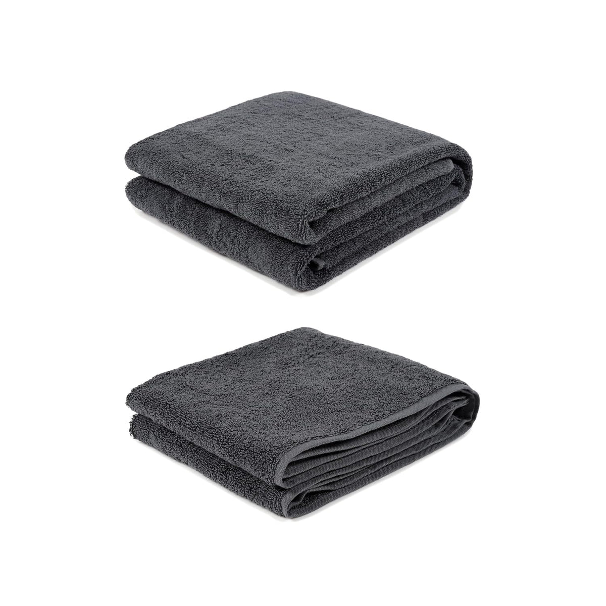 Sanglobal 100% Cotton Premium Soft Bath Towel & Hand Towel 800 Gsm (Charcoal) - Pack Of 2
