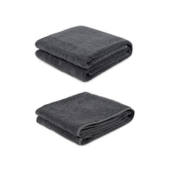 Sanglobal 100% Cotton Premium Soft Bath Towel & Hand Towel 800 Gsm (Charcoal) - Pack Of 2