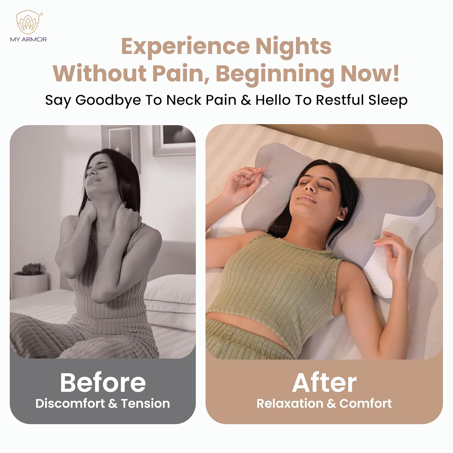 Cervical Butterfly Pillow, Orthopedic Memory Foam For Neck & Shoulder Pain | Dual Height Support, Ergonomic Contour Design | Side Sleeper Pillow With Arm Rest - Pack Of 1