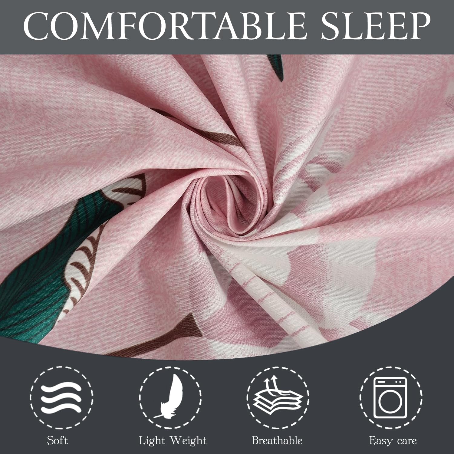 Microfiber Single Bedsheet Set With 1 Pillow Covers (60 X 90 Inches) Pink & Green | Durable & Long-Lasting | 144 Thread Count | Wrinkle Free