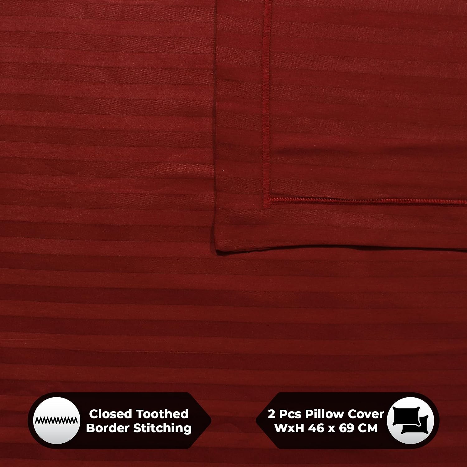 Cotton Satin King Size Bedsheet With 2 Pillow Covers - 108 X 108 Inches, Maroon | Super Soft Luxury Solid Bed Sheet For Home Decor