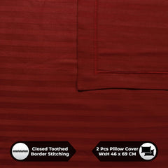 Cotton Satin King Size Bedsheet With 2 Pillow Covers - 108 X 108 Inches, Maroon | Super Soft Luxury Solid Bed Sheet For Home Decor