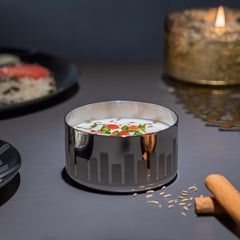 Chrome Stainless Steel Katori Set Of 2 - Urban Series | Corporate Gifting For Diwali - Cityscapes Pattern | Premium Bowls Wati - Serve Ware, Dinnerware & Tableware