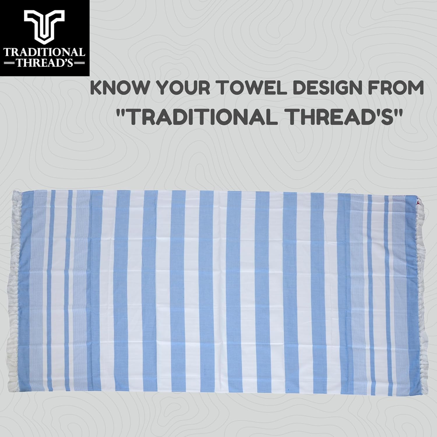 Traditional Thread'S 100% Bamboo Large Size Bath Towels 350 Gsm | Ultra Soft, Absorbent, Light Weight & Quick Dry Towel, Travel, Gym, Beach (Blue Stripes)