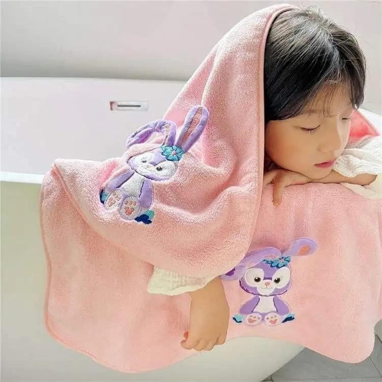Maxoshine Microfiber Kids Bath Towels Quick Dry Super Absorbent Super Soft Bath Towel For Babies Toddler-Baby Towel For Boys & Girls (Pink)
