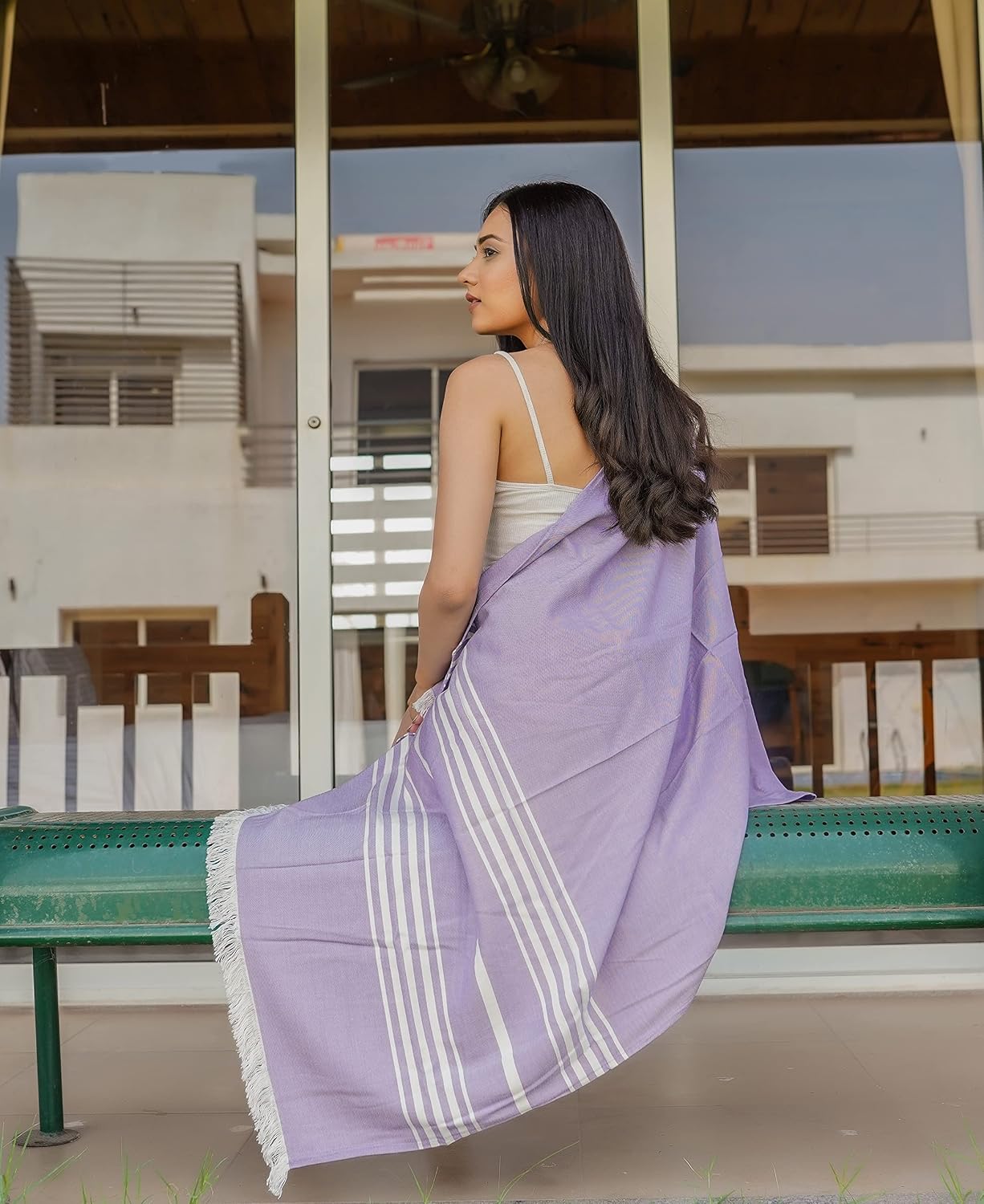 Mush 100% Bamboo Light Weight & Ultra-Compact Turkish Towel | Super Soft, Absorbent, Quick Dry, Anti-Odor Bamboo Towel (2, Lavender + Dark Green)