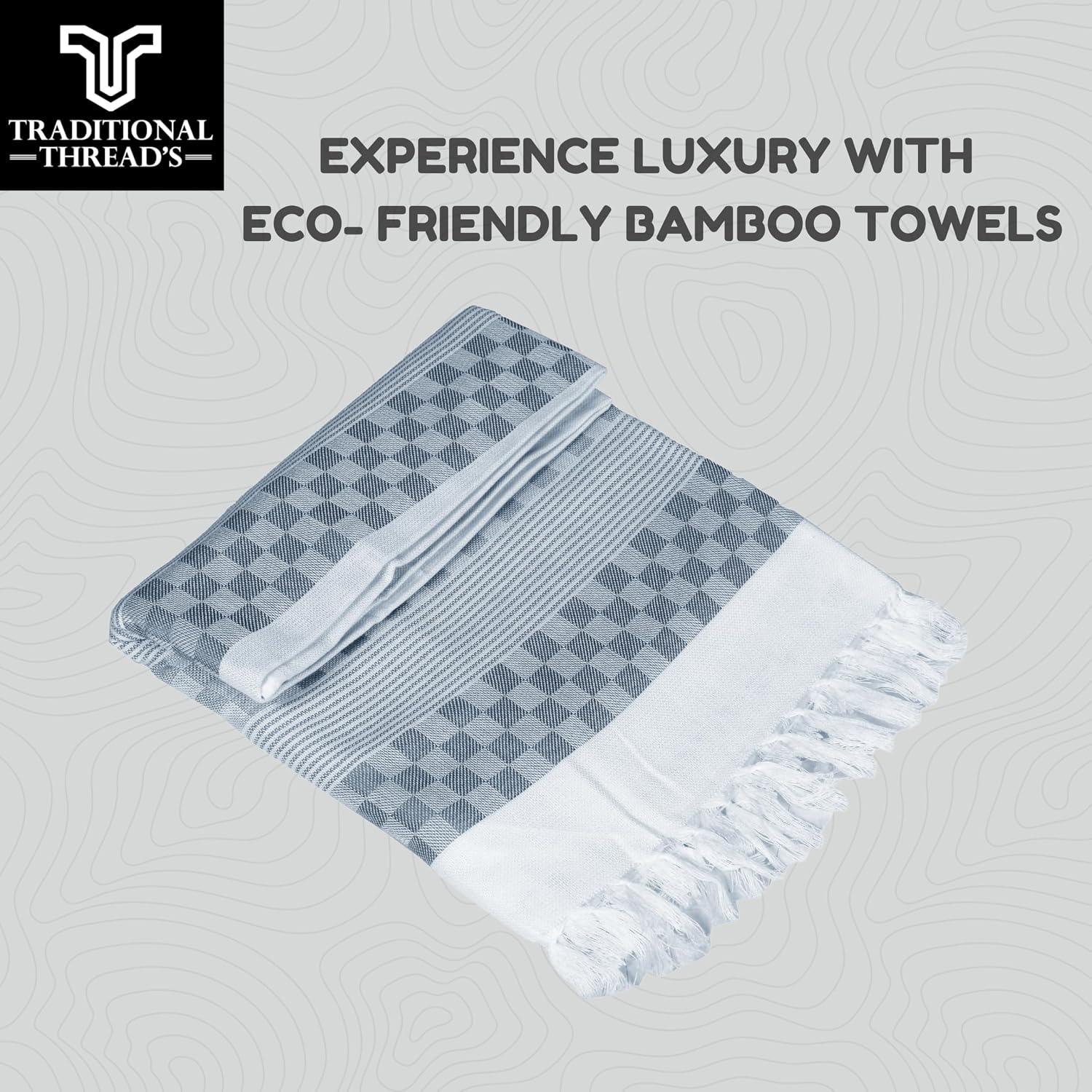 Traditional Thread'S 100% Bamboo Large Size Bath Towels 350 Gsm | Ultra Soft, Absorbent, Light Weight & Quick Dry Towel, Travel, Gym, Beach (Gray)