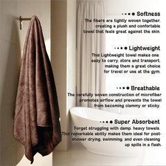 Housse Premium Microfiber Bath Towel 550 Gsm | Extra Large Quick Dry Towels Super Soft Plush | Ultra Absorbent For Home, Swimming, Sports, Travel (Cocca Brown)