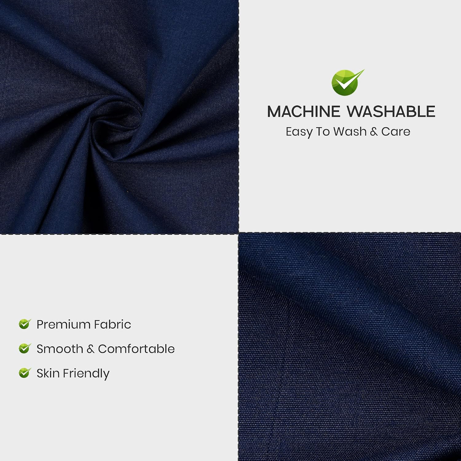 Queen Size Solid Plain Bedsheet Set Includes 2 Pillow Covers - 90 X 95 Inches, Navy Blue | Exceptional Softness & Breathability | Premium Microfiber Material