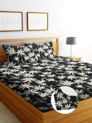 Printed Double Bedsheet 2 Matching Pillow Covers - 72 X 780 Inches, Black | Soft & Durable Bedding For Bedroom - Lightweight Perfect For All Seasons