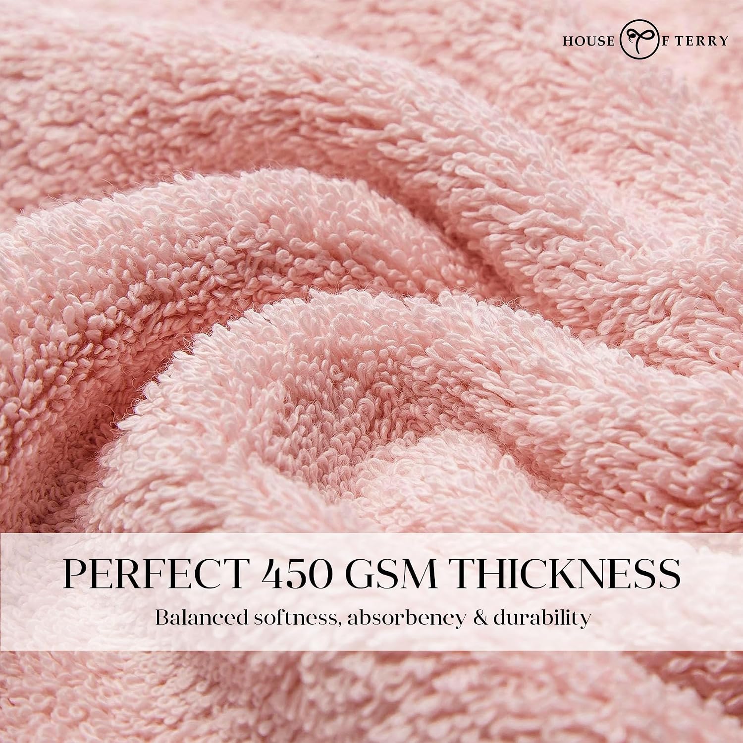 House Of Terry 100% Cotton Bath Towel 450 Gsm | Quick Dry, Fade-Resistant, Soft, Lightweight & Absorbent For Men & Women Large Size Towel (Baby Pink)