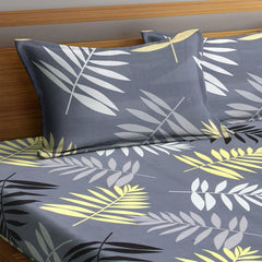 Prime Collection Single Bedsheet With 1 Matching Pillow Covers - 60 X 90 Inches, Yellow & Grey | Soft To Touch & Easy To Wash | Luxury Look Easy