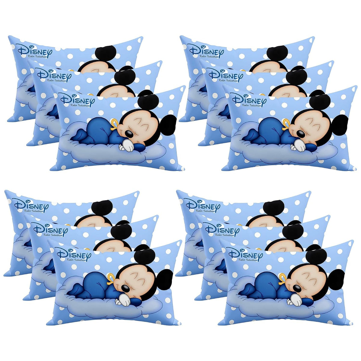 Kid's Disney Mickey & Mickey Friend Pillow For Sleeping, Sky Blue - 12 X18 Inch | Cozy & Fluffy Super Soft Pillow | Suitable For All Sleepers, Multipurpose & Comfortable - Pack Of 12