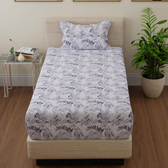 Cotton Single Bedsheets With 1 Pillow Covers - 55 X 88 Inches, Grey & White | Ideal For House - Bedroom, Guest Room, Perfect Gift For Festivals