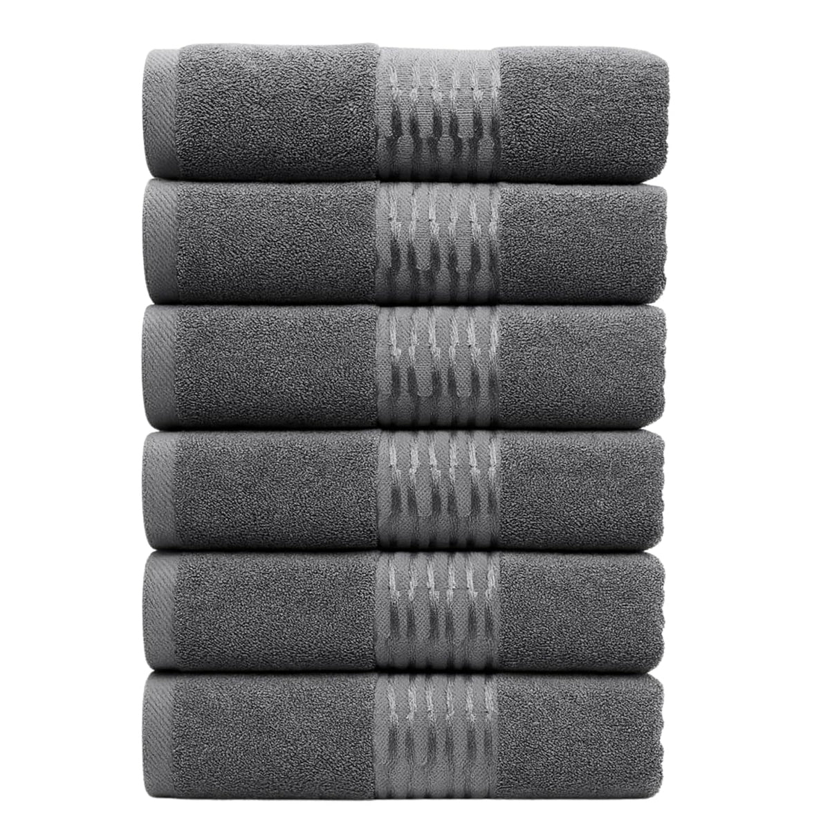 Zibell Luxurious Design Hand Towels With Exceptional Durability Absorbent Shower Towels 1200 Gsm (Steel Grey) - Set Of 6