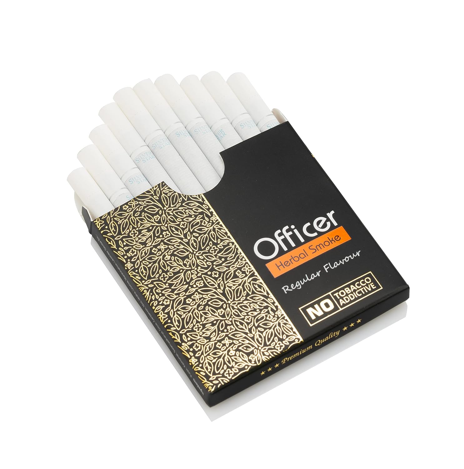 Aarogyam Herbals Officer Herbal Cigarette For Relieve Stress & Mood Enhance Product - Regular Flavour 1 Packet 10 Sticks