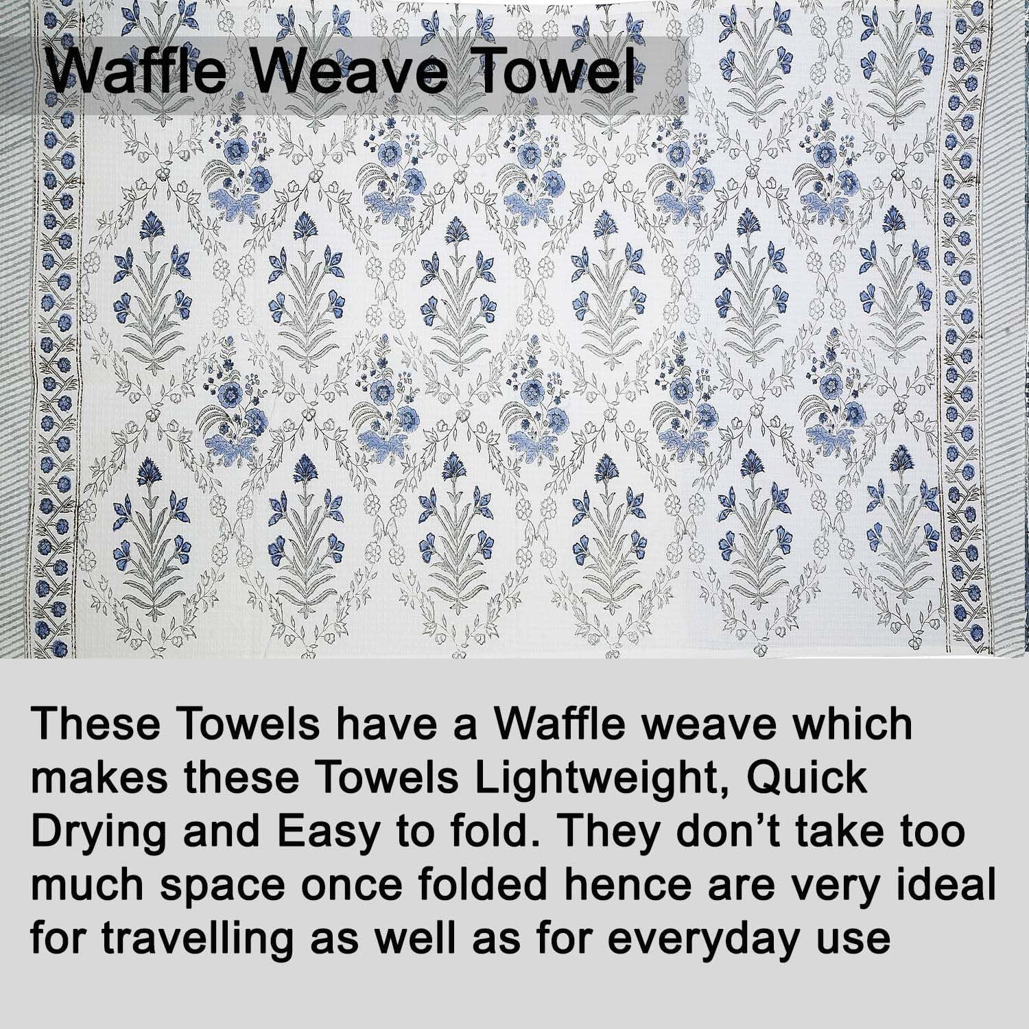 Urbano Homz 100% Cotton Large Size Bath Towel 350 Gsm | For Men & Women, Ethnic Bathing Towel (Blue & Grey)