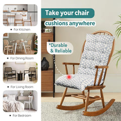 Extra Long Chair Cushion For Comfortable Sitting, Triangle Printed, Grey - 18 X 48 Inch | Rocking Chairs For Indoor & Outdoor | Cushion For Home, Office | Back Rest Support Cushion With Ties