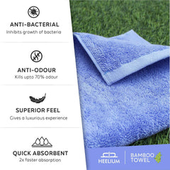Heelium Bamboo Hand Towel 600 Gsm | Ultra Absorbent & Anti-Bacterial | 3x Softer Than Cotton Towels | Pack Of 2 - Peach & Iris