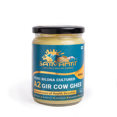 100% Natural A2 Gir Cow Desi Ghee By Sattvamrit | Vedic Bilona Cultured Healthy Desi Ghee Perfect For Frying | (500ml) 16.9 Ounce | Jar Pack