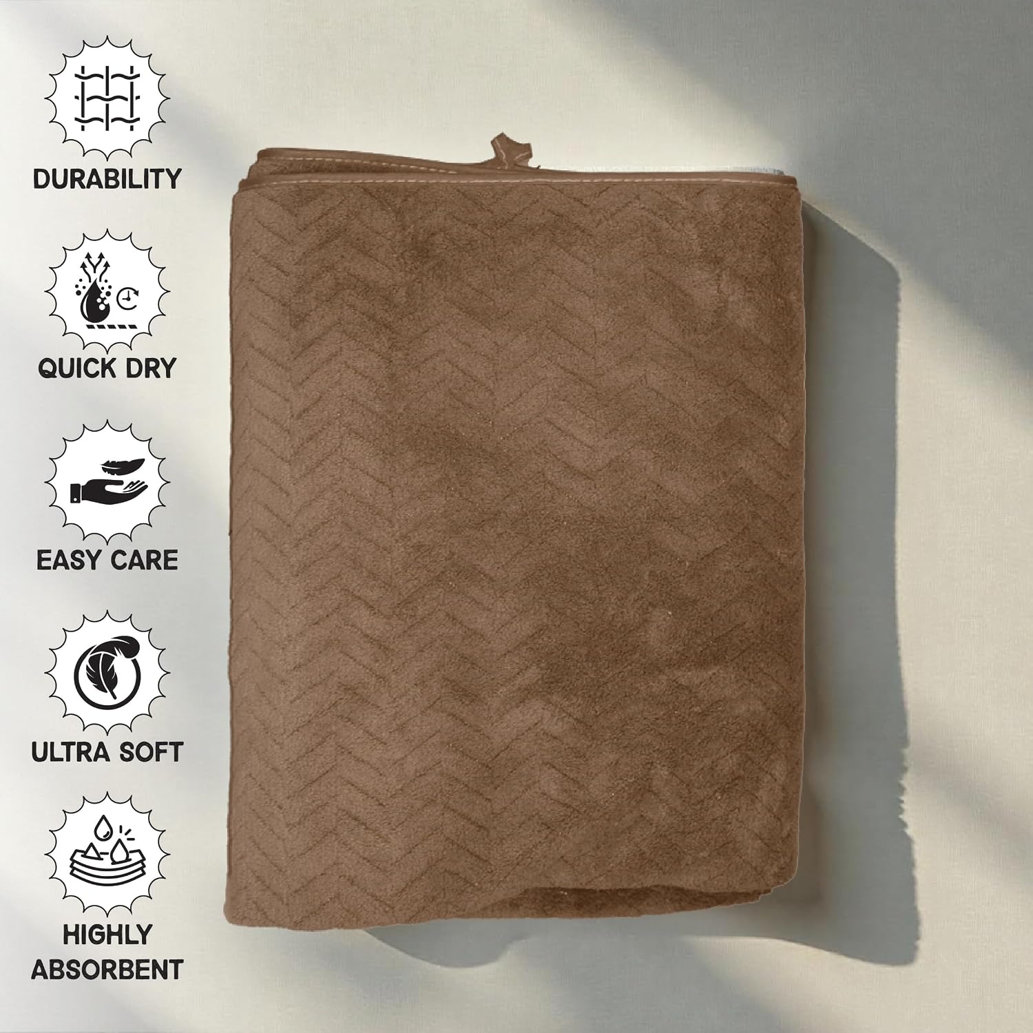 Housse Microfiber Nova Coral Fleece Bath Towel 450 Gsm | Ultra Soft Super Absorbent Towels For Gym, Yoga & Beach (Brown) - Pack Of 1