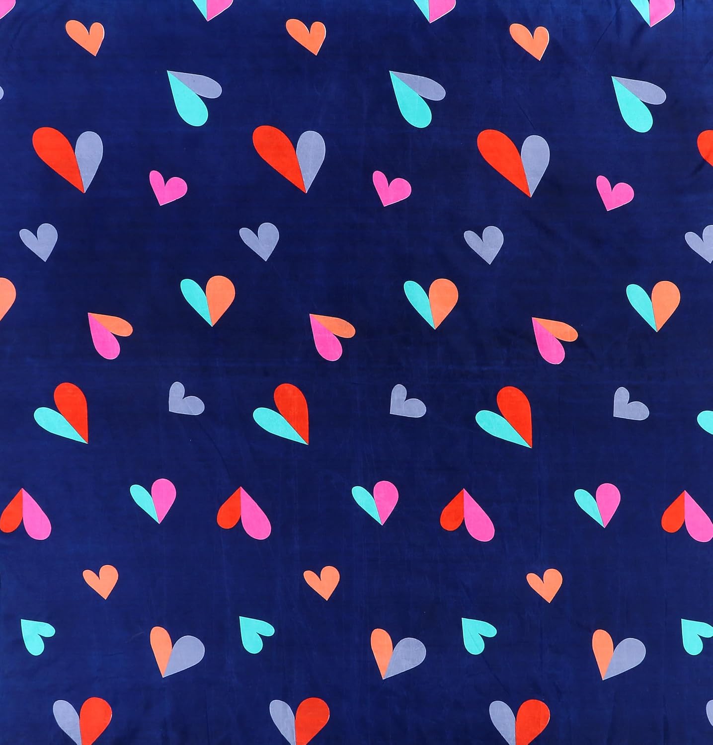 Heart Print Double Bedsheet With 2 Pillow Covers - 86 X 90 Inches, Navy Blue | Soft & Durable Bedding For Bedroom - Lightweight Perfect For All Seasons