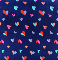 Heart Print Double Bedsheet With 2 Pillow Covers - 86 X 90 Inches, Navy Blue | Soft & Durable Bedding For Bedroom - Lightweight Perfect For All Seasons