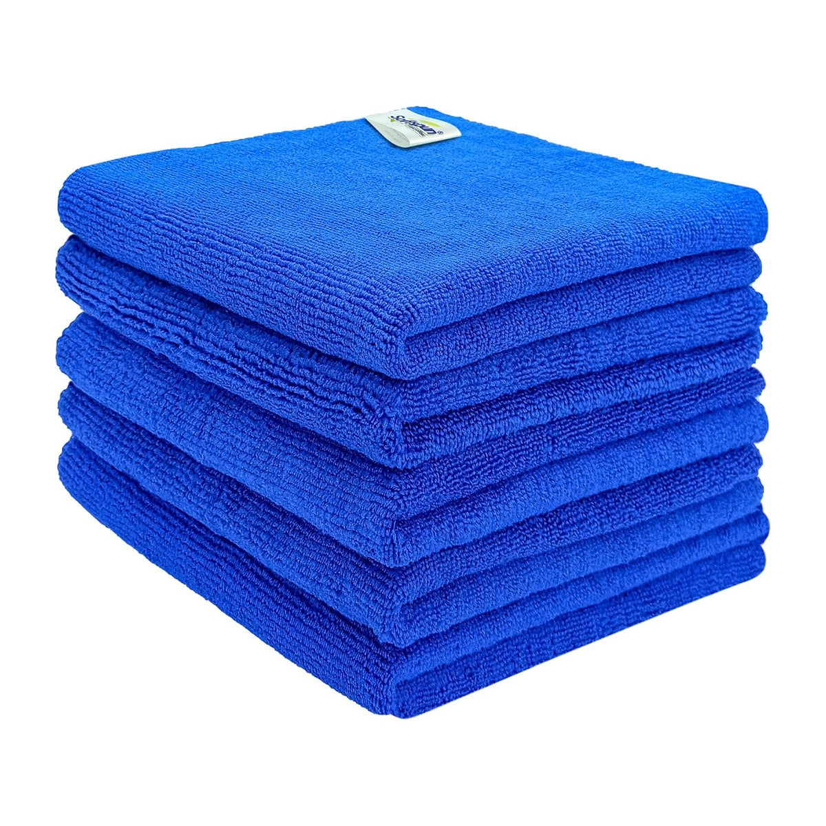 Softspun Microfiber Cleaning Cloths Towel Set 340 Gsm | Highly Absorbent Lint & Streak Free Multi-Purpose Wash Cloth For Kitchen Car Window Stainless Steel Silverware Pack Of 5 (Blue)
