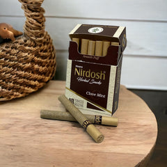 Herbal Cigarette Rolled In 100% Organic Natural Paper & Made With Herbal Ingredients - Clove Mint Flavored Tobacco Free & Nicotine Free Herbal Smoke | Pack Of 20 Herbal Cigarettes