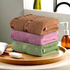 Kuber Industries Pack Of 3 Cotton Hand/Face Towels For Men & Women | Easily Washable | Workout Gym Napkins For Men | Pocket Towel (Green-Pink & Golden)