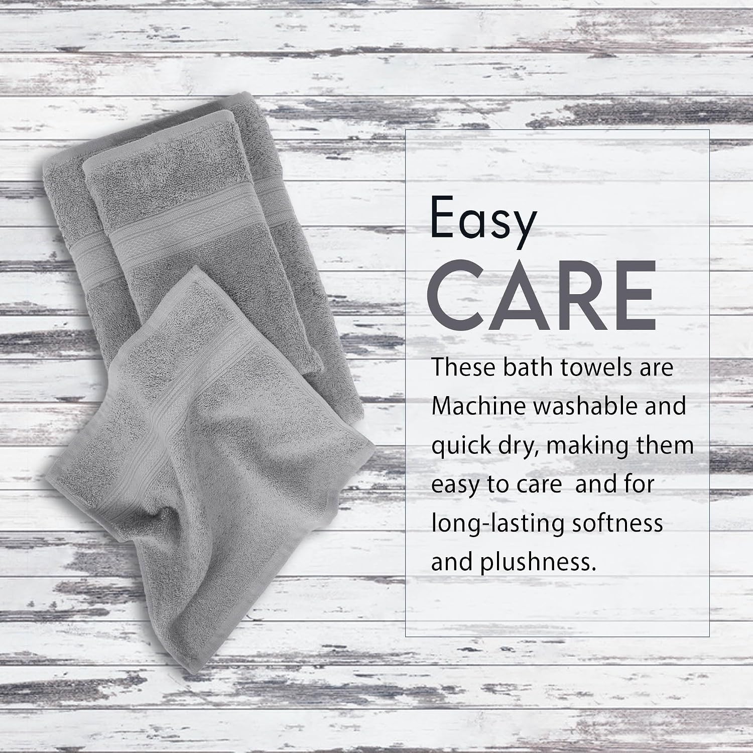 Ambra Linens Highly Absorbent Towel 500 Gsm | 100% Cotton, Soft & Plush, All Seasons Use, Large, Everyday Use, Durable (1hand, 1face, 2bath Towels Set) | Light Grey