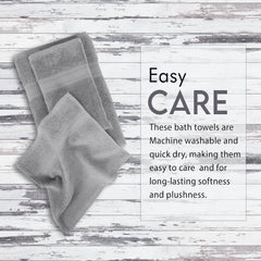 Ambra Linens Highly Absorbent Towel 500 Gsm | 100% Cotton, Soft & Plush, All Seasons Use, Large, Everyday Use, Durable (1hand, 1face, 2bath Towels Set) | Light Grey