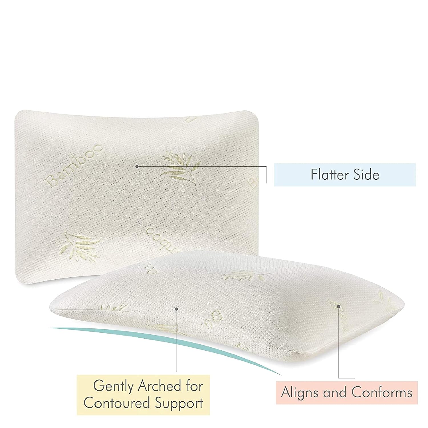 Orthopedic Memory Foam Pillow For Sleeping, Special Dual Sided Pillow, Cream, King Size - 23 L X 15.5 W X 5 H Inch | Pillow For Back & Neck Pain Relief With Bamboo Removable Cover