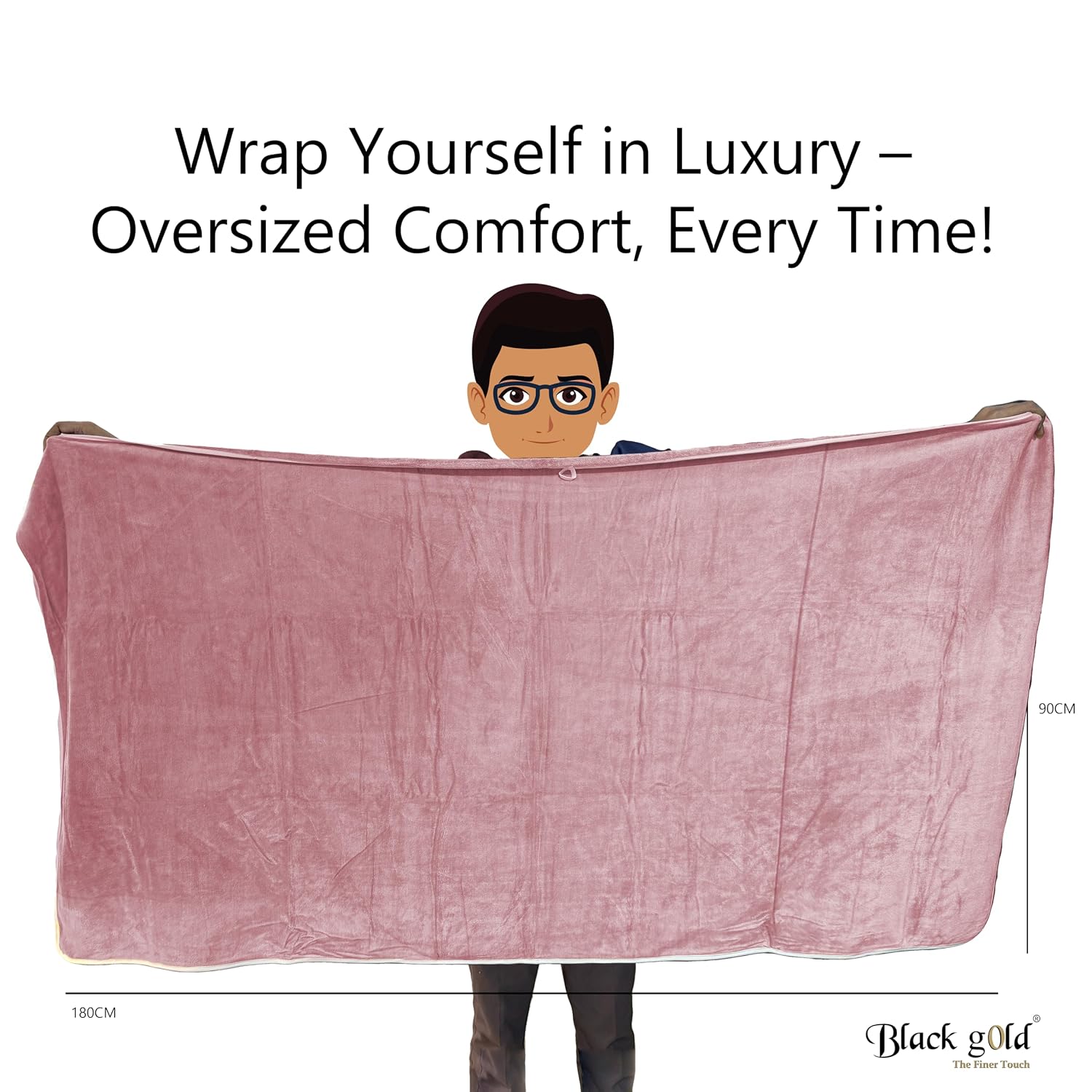 Black Gold Ultra Soft Bath Towel 1600 Gsm | Premium Microfiber, Quick Dry, Highly Absorbent, Oversized Bath Towel Pool, Spa, Travel & Hotel Use (Mauve Pink)- Pack Of 3